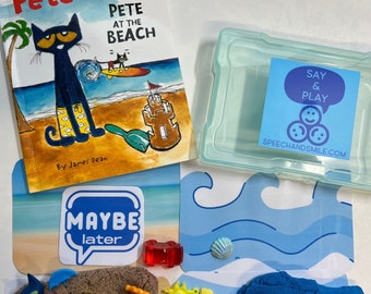 Pete the Cat Story Objects -Story Kit Pete at the Beach-Speech Therapy Mini Objects-Story Objects for Pete the Cat Books