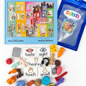 Coffret de livres sur le thème des sens - Mini-objets accessoires pour histoires - Kit d'orthophonie - Livre « Toi et moi » sur les différences