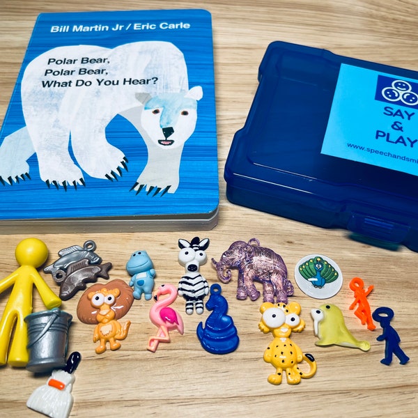 Story Objects Polar Bear What Do You Hear Story Kit Speech Therapy Mini Objects Story Trinkets Preschool Book with Objects-