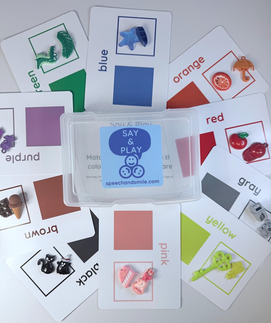Color Sorting Task Box With Mini Objects and Color Cards | Preschool ...