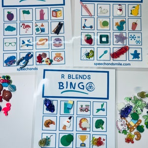 Say and Play Blend Sounds Bingo with Mini Objects Speech Matching Activity Speech Sounds Bingo Speech Therapy Speech and Smile Mini Objects
