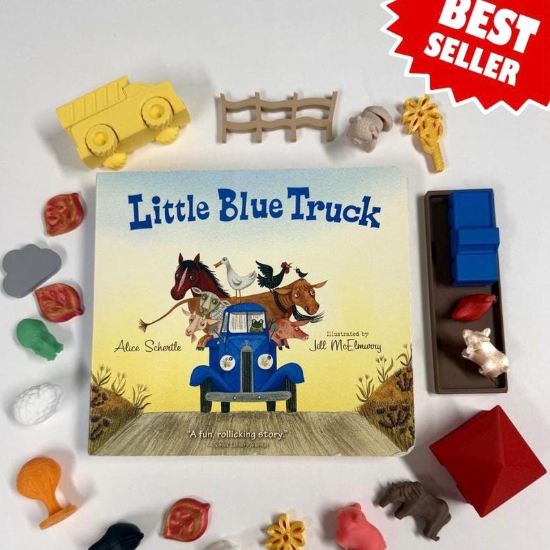 Little Blue Truck Story Kit with Mini Objects - Speech Therapy Preschool Story Set image 1