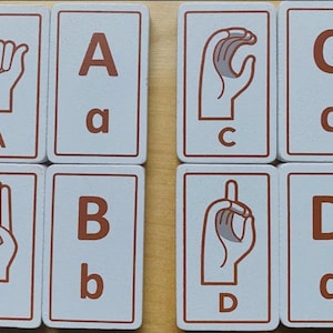 Zeichensprache Alphabet Karten Holz ASL Lernkarten Alphabet der Gebärdensprache