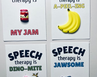 Speech Therapy Mini Object Cards with Pun - Speechie Pocket Hug Cards with a Mini Object-Trinkets for Speechies-SLP Handmade Card SLP Gift