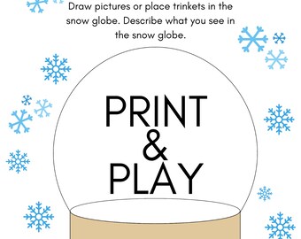 Snow globe Activity-Print and Play-Place trinkets on snow globe and describe-Speech Therapy Printables-Preschool Worksheet