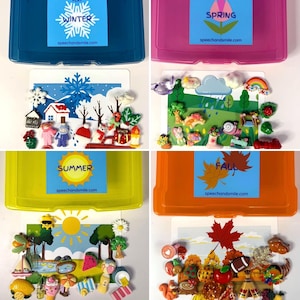Boîte à tâches linguistiques Saisons et météo ALL SEASONS - Mini objets sur le thème de l'orthophonie