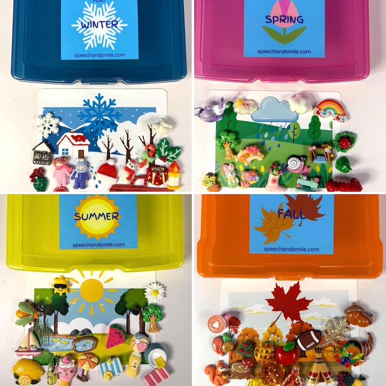 Weather Task Box Seasons and Weather Language Task Box ALL SEASONS - Mini Objects Speech ...