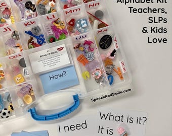 Alphabet Objects Set - Portable and Organized - Montessori Beginning Sounds, Speech Therapy Mini Objevts