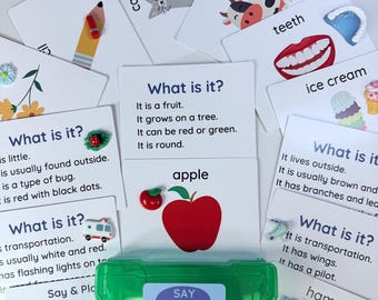 Question Task Box for Speech Therapy - What Is It Game with Mini Objects