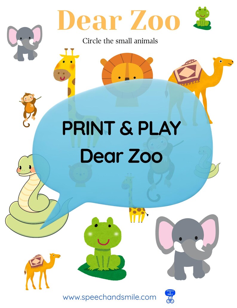 Story Kit Companion Pack - Dear Zoo PRINTABLE ACTIVITIES Instant ...