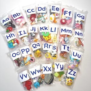 Alphabet Mini Objects – 5 per Letter (A–Z) | Beginning Sound Trinkets for Montessori, Speech Therapy & Literacy Centers - in bags no storage