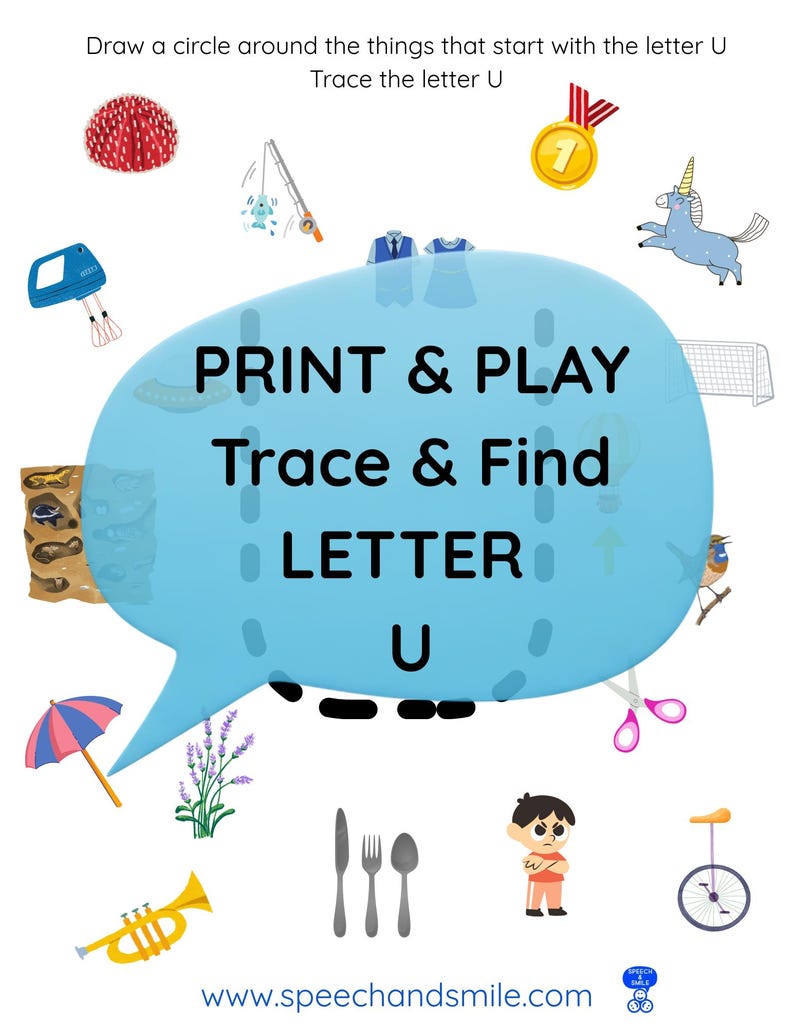 Print & Play Alphabet Worksheet - Letter U Activity Find and Circle ...