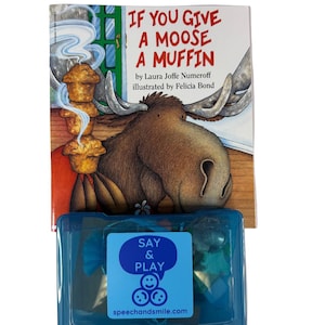 Si vous offrez un muffin à un orignal, livre Kit d'histoires, mini-objets, orthophonie, livre inclus