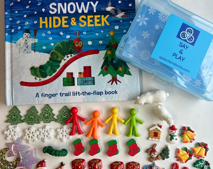 Hungry Caterpillar Story Kit Objects and Book-Eric Carle Snowy Hide & Seek-Speech Therapy Mini Objects for Book-Winter Theme Mini Objects