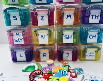 Speech Therapy Mini Objects Set ALL SOUNDS INCLUDED Articulation Trinkets in Organizer  Speech Therapy Activities Minature Objects for slp