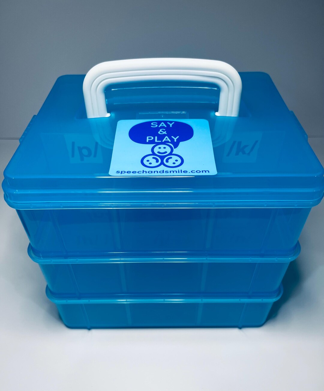 Blue Three Tier Organizer for Mini Objects Storage Set for Trinkets ...