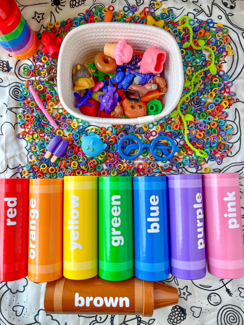 Sensory Filler - Rainbow Rings Color Sorting Activity - Etsy