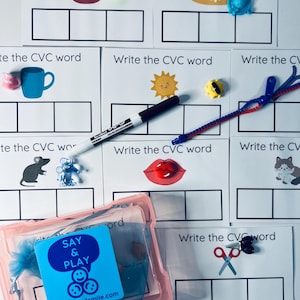 Spelling CVC-taakbox Say and Play taaltaakbox SPELLING-kit Mini-objecten Logopedie CVC-objecten Montessoritaalobjecten