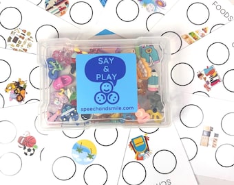 Sorting Task Box with Mini Objects | Speech Therapy Activity Box | Language Concepts Preschool Category Sorting Say and Play Mini Objects