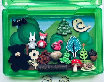 FOREST Theme Mini Objects- Task Box-Woodland Trinkets-Speech Therapy Mini Objects-Woodland Themed Therapy Task Box