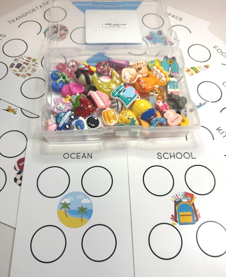 Say and Play Sorting Task Box with Mini Objects | Speech Therapy Activity Box | Language Concepts Sorting Kit | Preschool  Category Object