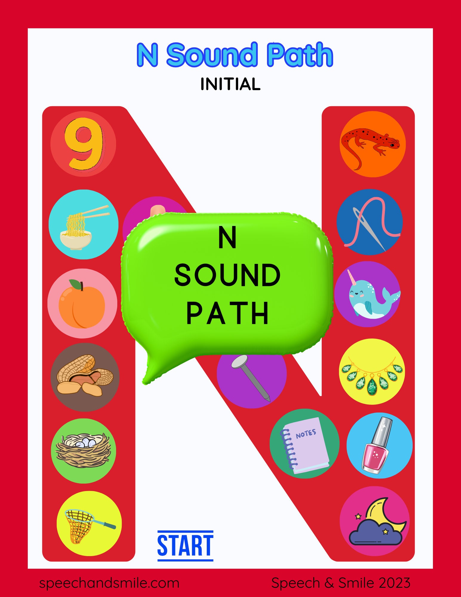 N Sound Printable Sound Paths for Speech Therapy- Articulation Games ...