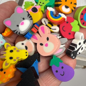 Mini Erasers Assorted Small Erasers Grab Bag of 20 Speech Therapy Mini Object Language Activity Speech Minis Fun erasers