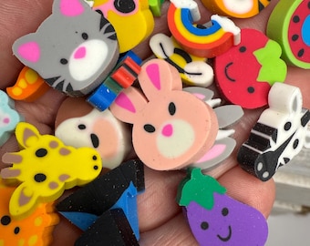 Mini Erasers Assorted Small Erasers Grab Bag of 20 Speech Therapy Mini Object Language Activity Speech Minis Fun erasers