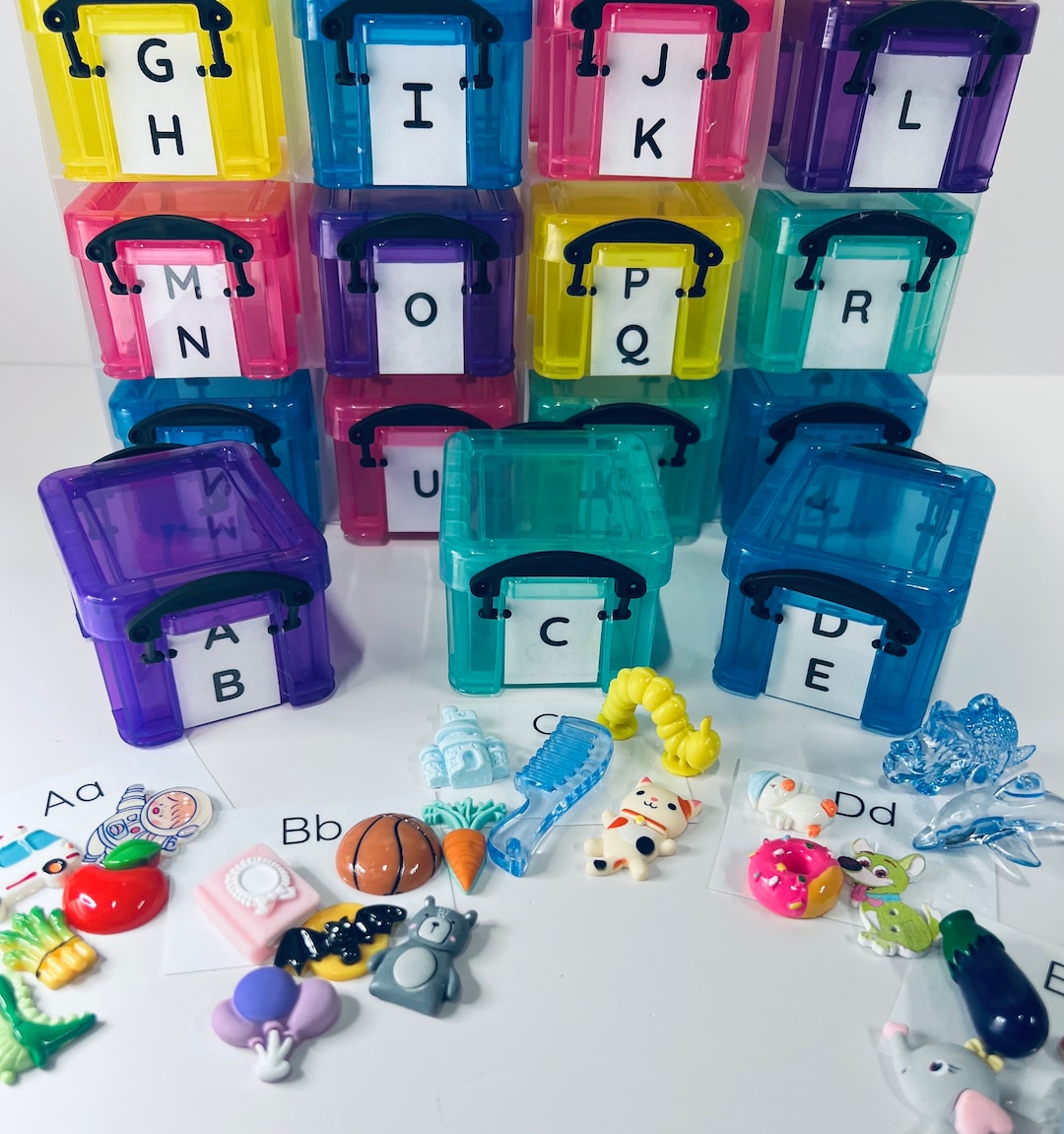 Alphabet Objects in Storage Alphabet Set With Trinkets Beginning Sound ...