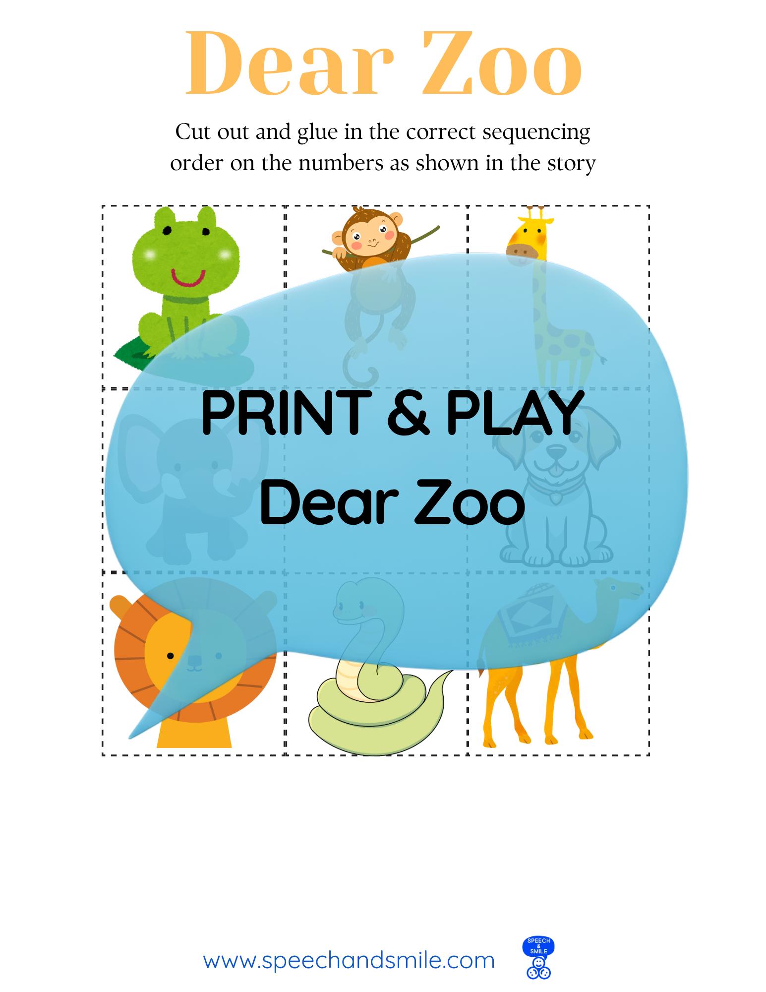 Story Kit Companion Pack - Dear Zoo PRINTABLE ACTIVITIES Instant ...