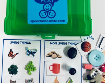 LIVING NONLIVING Preschool SCIENCE Task Box with Mini Objects -