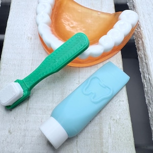 Mini-Zähne-Objekte-Dental-Minis-TH-Schmuckstücke-Logopädie-Miniobjekte-Miniatur-Zahnbürste-Zahnpasta-Set