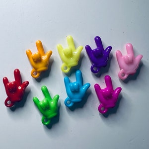 Eu te amo mão Língua de sinais americana ASL Mini objeto Mão sinal Trinket Minis para terapia da fala Doodads