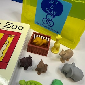 Querido kit de cuentos del zoológico con mini objetos. Libro de terapia del habla sobre el zoológico. imagen 5