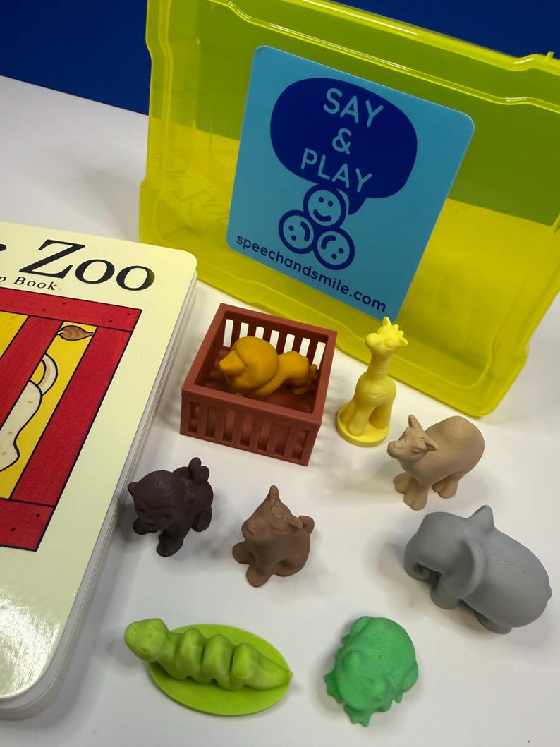 Querido kit de cuentos del zoológico con mini objetos. Libro de terapia del habla sobre el zoológico. imagen 5