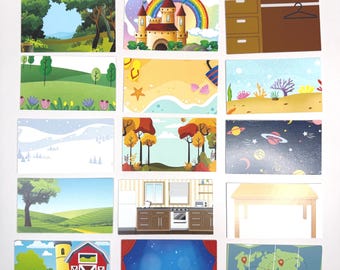 Theme Cards for Mini Objects – Double-Sided flash cards for Speech Therapy, Learning Centers, Professionally Printed