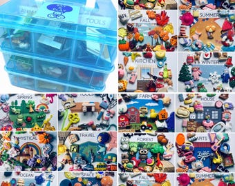 Speech Therapy Mini Objects Set for 18 Themes - Sorting - Categories Set - Portable Storage