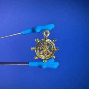Ship Wheel Object-Nautical Trinket-Captains Wheel-Helm Charm-Summer Mini Objects-Beach Trinkets