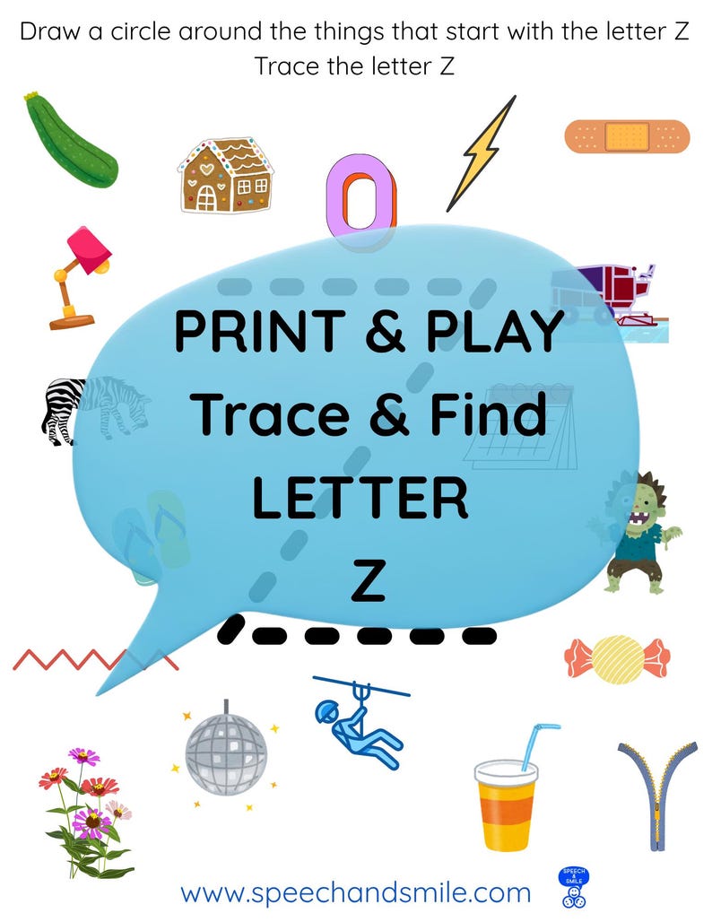 Print & Play Alphabet Worksheet - Letter Z Activity Find and Circle ...