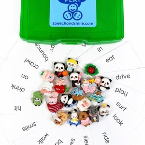 Verb Task Box with Mini Objects | Language Learning Task Box for Speech Therapy