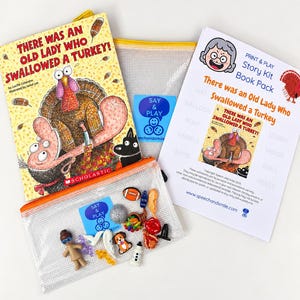 There Was an Old Lady Who Swallowed a Turkey with Mini Objects INCLUDES the BOOK