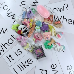 Mini objetos Terapia del habla Bolsa de sorpresas Baratijas Objetos Veo veo l Objetos de lenguaje Montessori