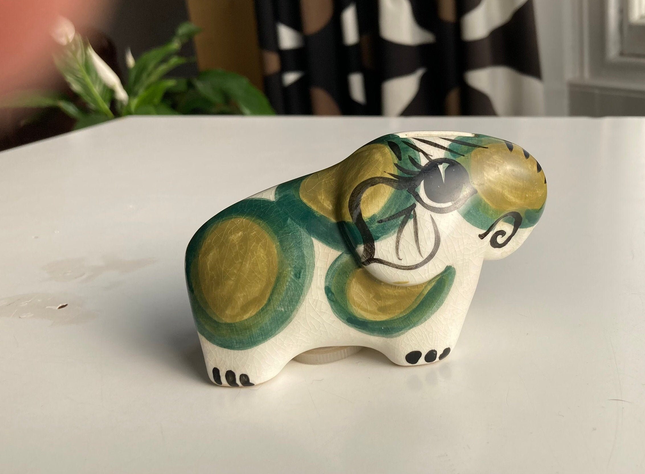Vintage 1960s ceramic elephant money box. Etsy