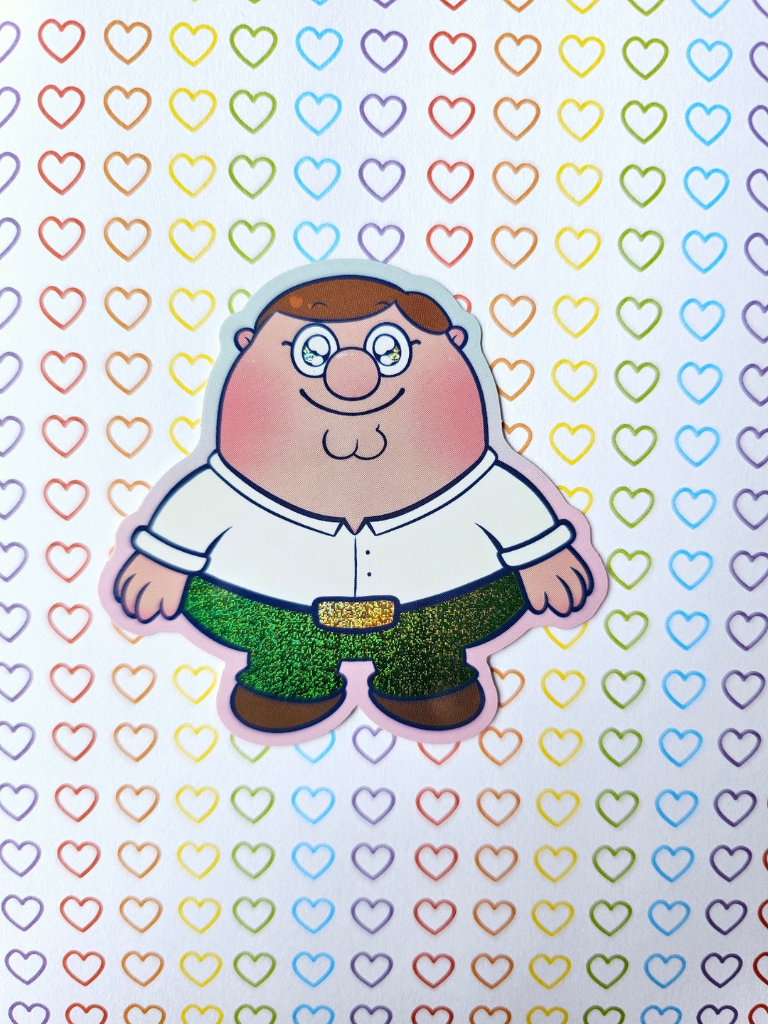 Glittery Kawaii Peter Griffin read Description Vinyl Waterproof Glitter ...