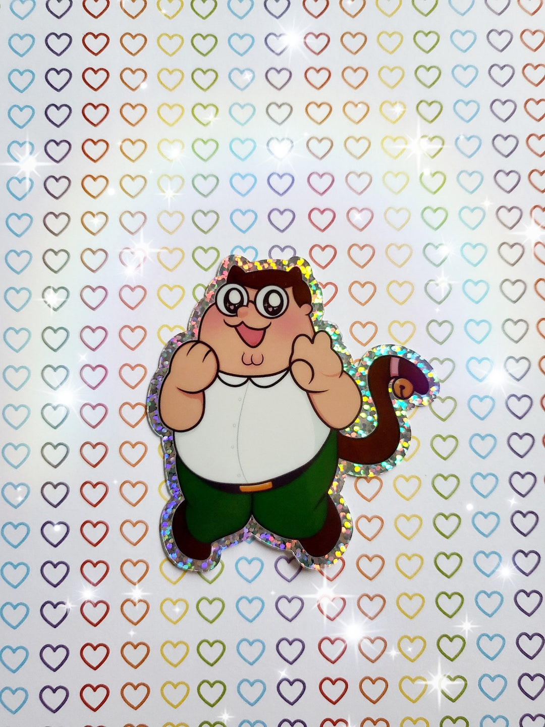 Glittery Kawaii Peter Griffin read Description Vinyl Waterproof Glitter ...