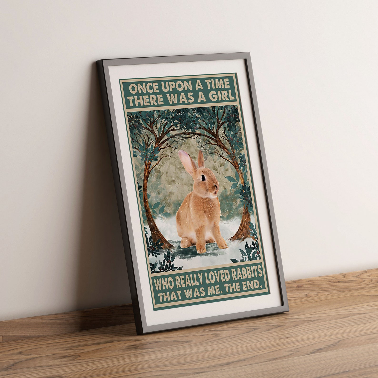 Rabbit Poster Rabbit Prints Art Vintage Rabbit Decor Bunny Etsy