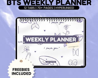 Agenda Digital Kpop BTS | Agenda Semanal Sem Datas, Diário Personalizável | Download Instantâneo