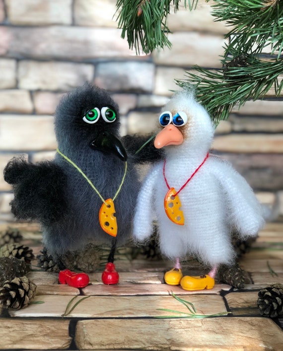 Cute stuffed birds interior Plush realistic toys Gray and | Etsy