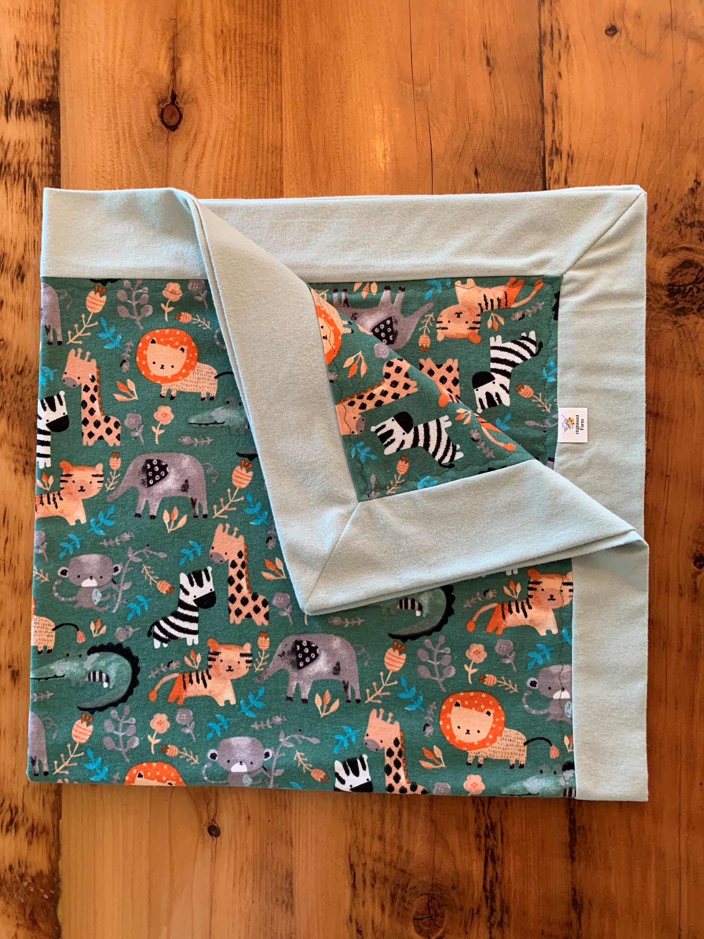 Green jungle animals baby/toddler blanket Etsy