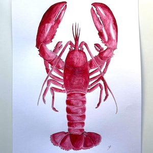 Original Hand Painted Red Lobster in Acrylic. Coastal/House Wall Art. Gift for foodie. Kitchen/Restaurant wall Art. Contemporary style.